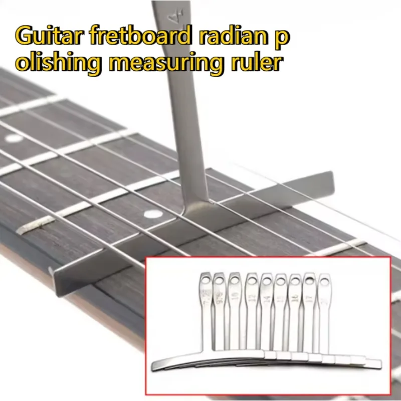 9Pcs Guitar Fretboard Radian Grinding Measuring Ruler Fretboard Curvature Ruler Maintenance Tool Stainless Steel Radian Ruler
