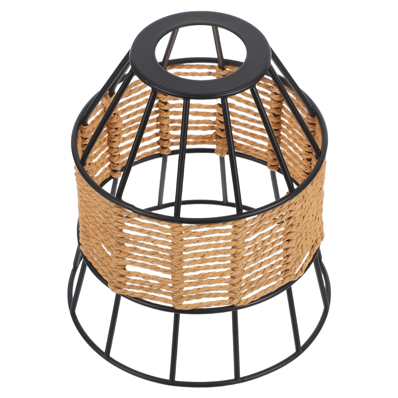 

Woven Paper Rope Lampshade Vintage Iron Wire Lamp Shade Replacement E27 Pendant Lights Cover Retro Rustic Ceiling Lamp Shade