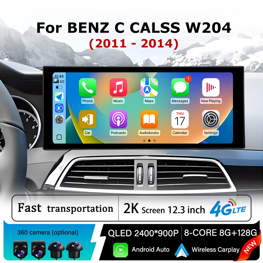 

Wireless Carplay Car Radio for Mercedes BENZ C CALSS W204 2011 - 2014 Android OS Multimedia Touch Display DSP GPS Navi WiFi BT