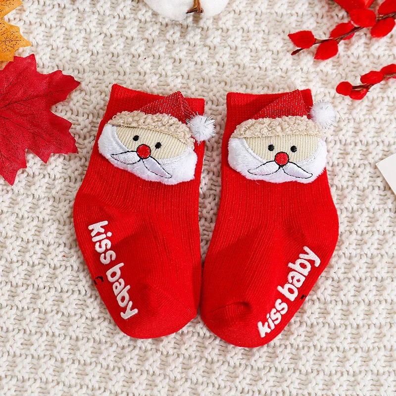 New Year Christmas Baby Accessories Socks Infant Girl Newborn Short Socks Boy Toddler Non-slip Cotton Floor Socks Kids Clothes