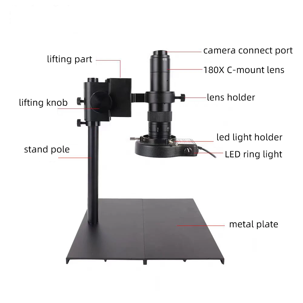 4K 48MP Video microscopio HDMI USB microscopio industriale fotocamera Type-C CCD zoom 1-180X per la raccolta delle immagini di saldatura