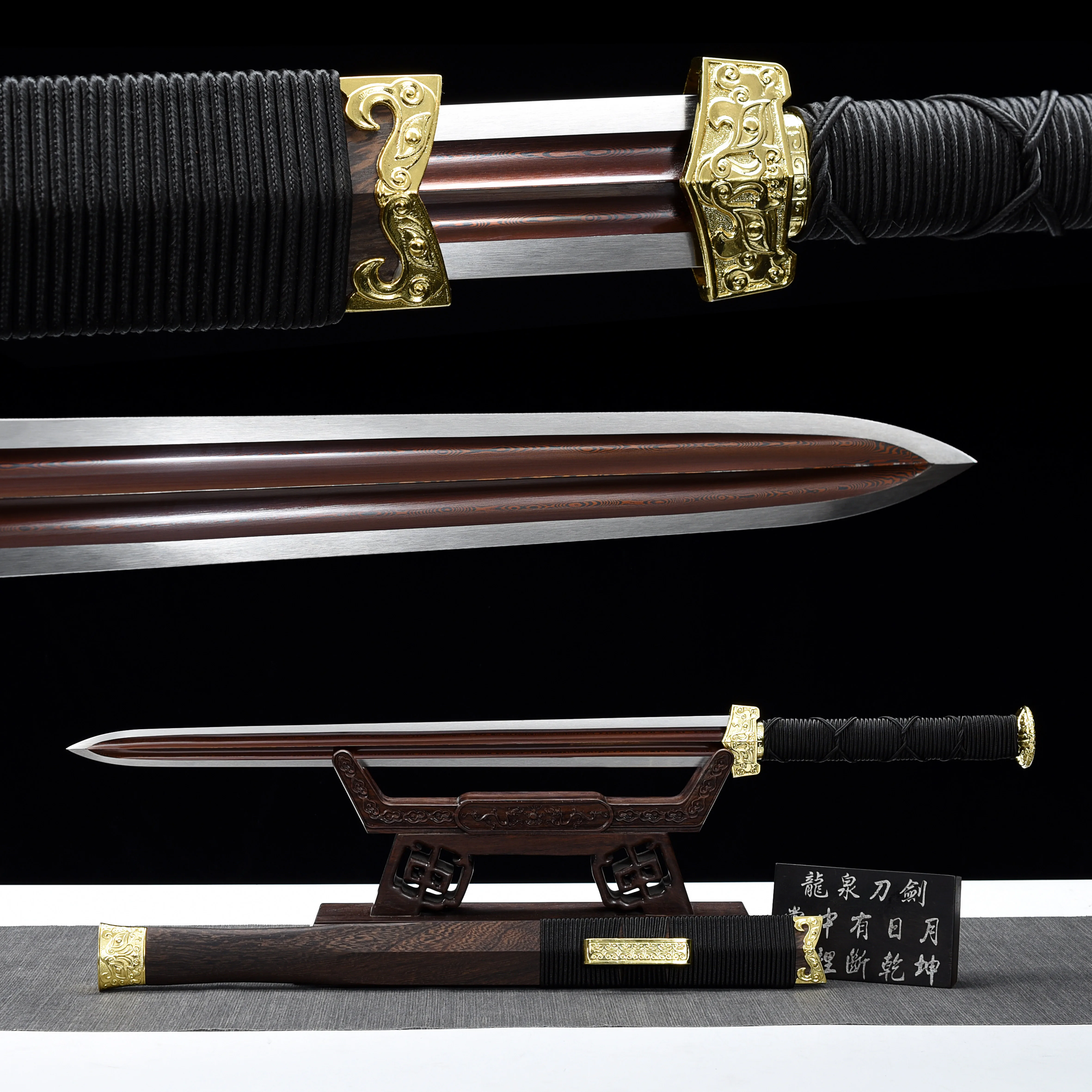 83cm Golden hero samurai sword Damascus steel red sharp blade katana Combat Readiness weapons Combat training warrior gift full