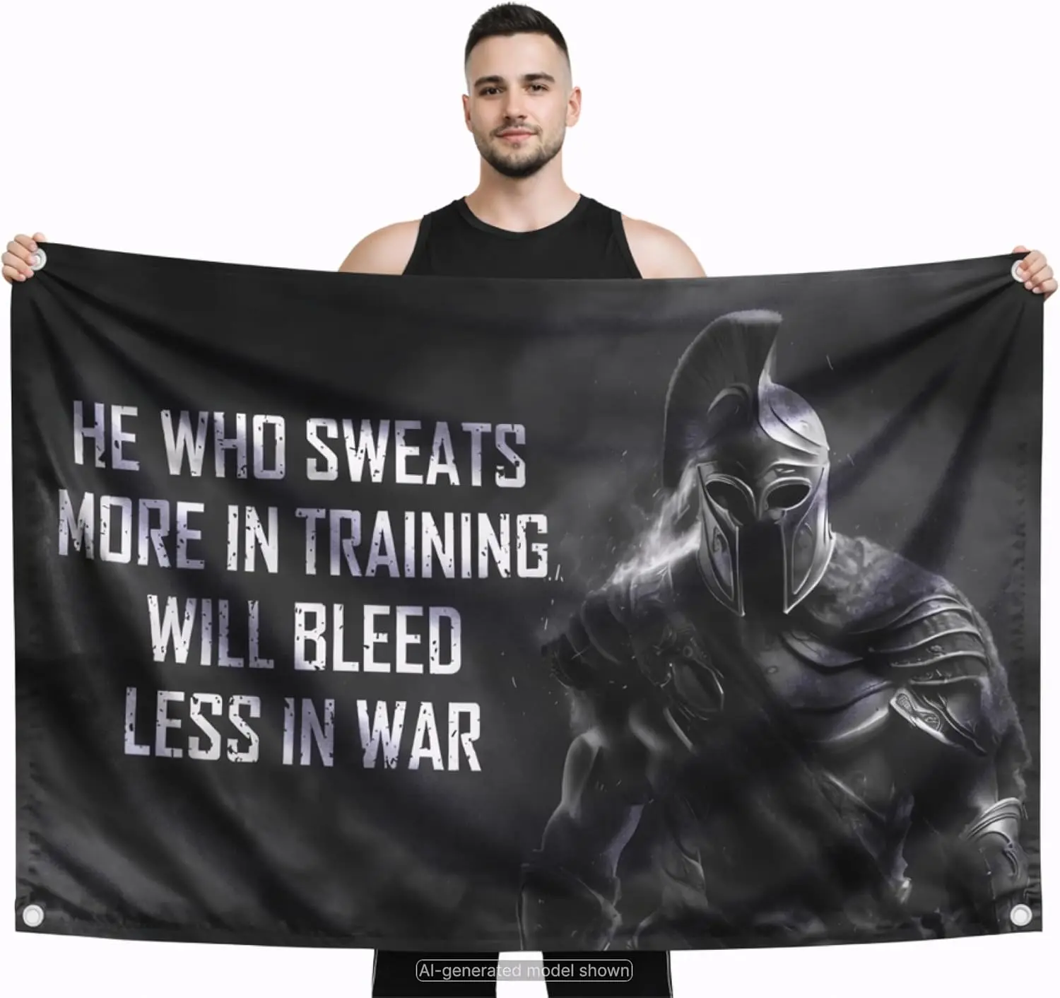 3X5 Ft Motivational Polyester He Who Sweats More Training Will Bleed Less In War 4 Grommets Improvement Decor For Home Or Gym -