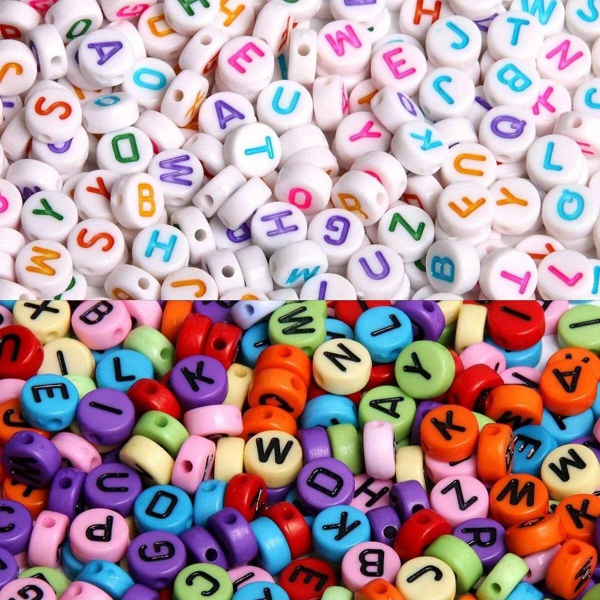 700pcs 7 Colors Round Letter Beads Acrylic Alphabet Number Beads (7x4mm) for Jewelry Making DIY Necklace Bracelet