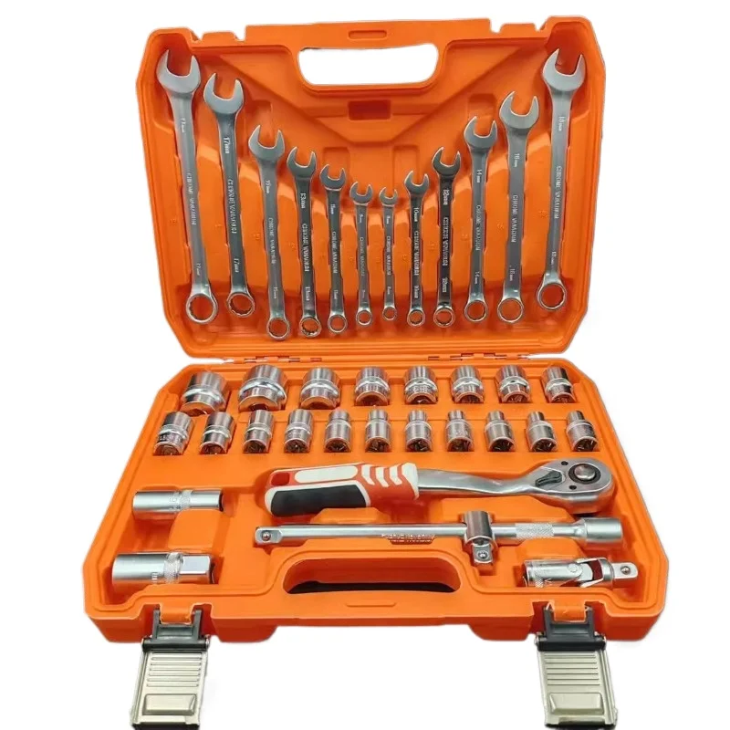 

37-Piece auto repair machine repair toolbox 8-19 dual-purpose wrench 8-32 sleeve 72 tooth ratchet