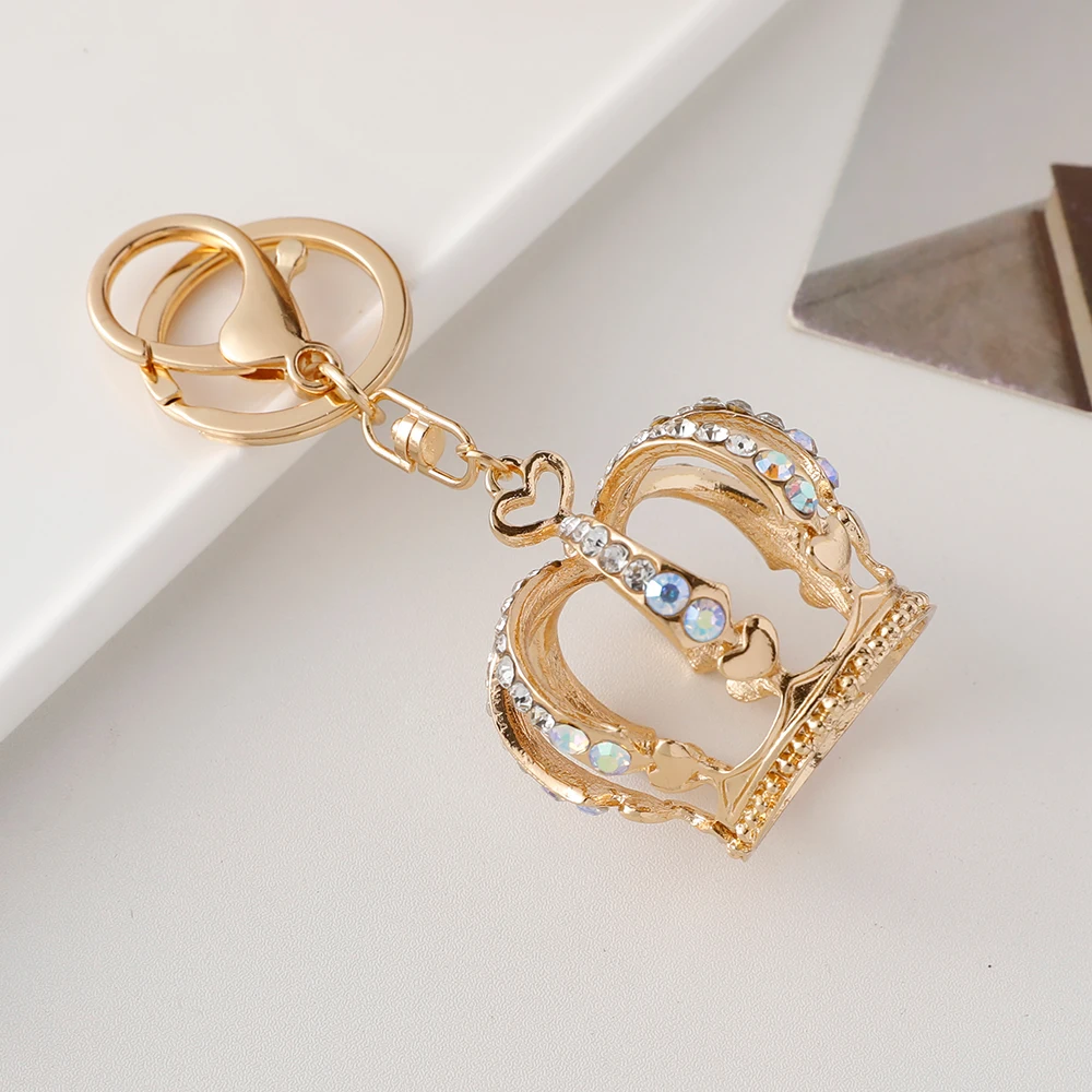 2024 New Sparkle Crystal King\'s Crown Keychain Car Key Ring Souvenir Gift for Family
