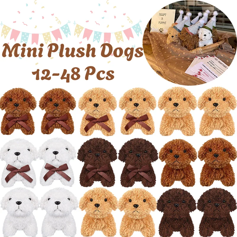 

12-48Pcs Mini Plush Teddy Dogs Small Plush Dogs Keychain Stuffed Animals Bulk for Adopt a Puppy Party Favors Birthday Gifts 12cm