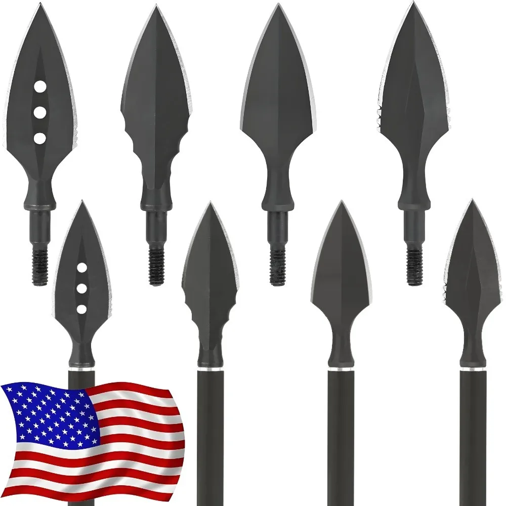 

Archery Broadheads 6pcs Stainless Steel Screw-in Arrowheads 8/32 Standard Thread Durable Hunting Arrow Points for Recurve Compound Bow Shooting Target Practice Outdoor Accessories