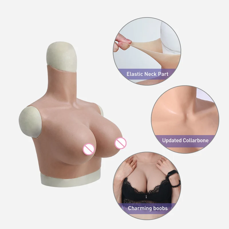 Roanyer Silicone G Cup Breast Forms for Crossdresser Crossgender Costumes Realistic Fake Boobs Artificial Man’s Chest Hentai