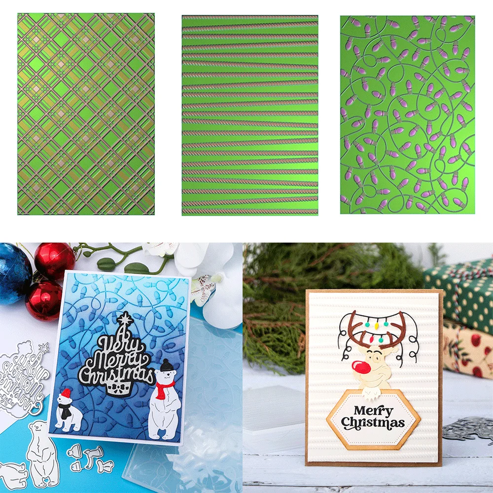 Holiday Lights 3D Embossing Folder and Matching Dies for Adding Textured Detail To Paper Crafting Card Making Supplies