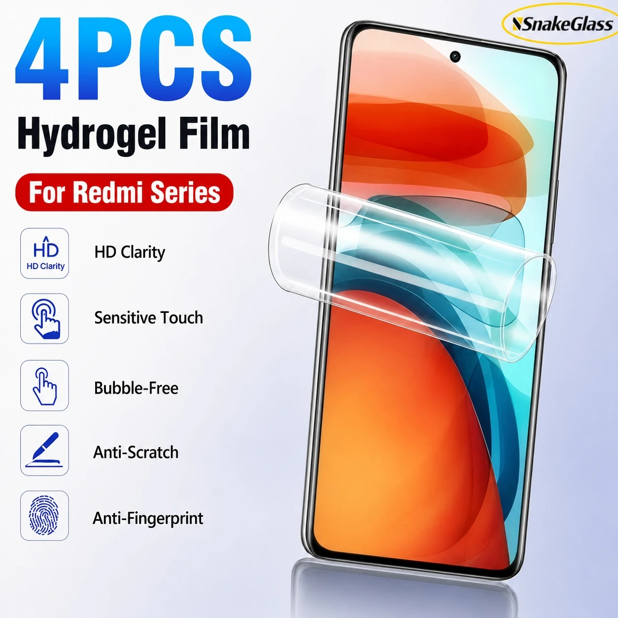 4 Stück HD Hydrogel-Folie für Redmi Note 13 14 15 Pro Plus 15 14C 13 12 10A 9C 8A 7 Note 12S 11S 10 Displayschutzfolie Weiche Klare Folie