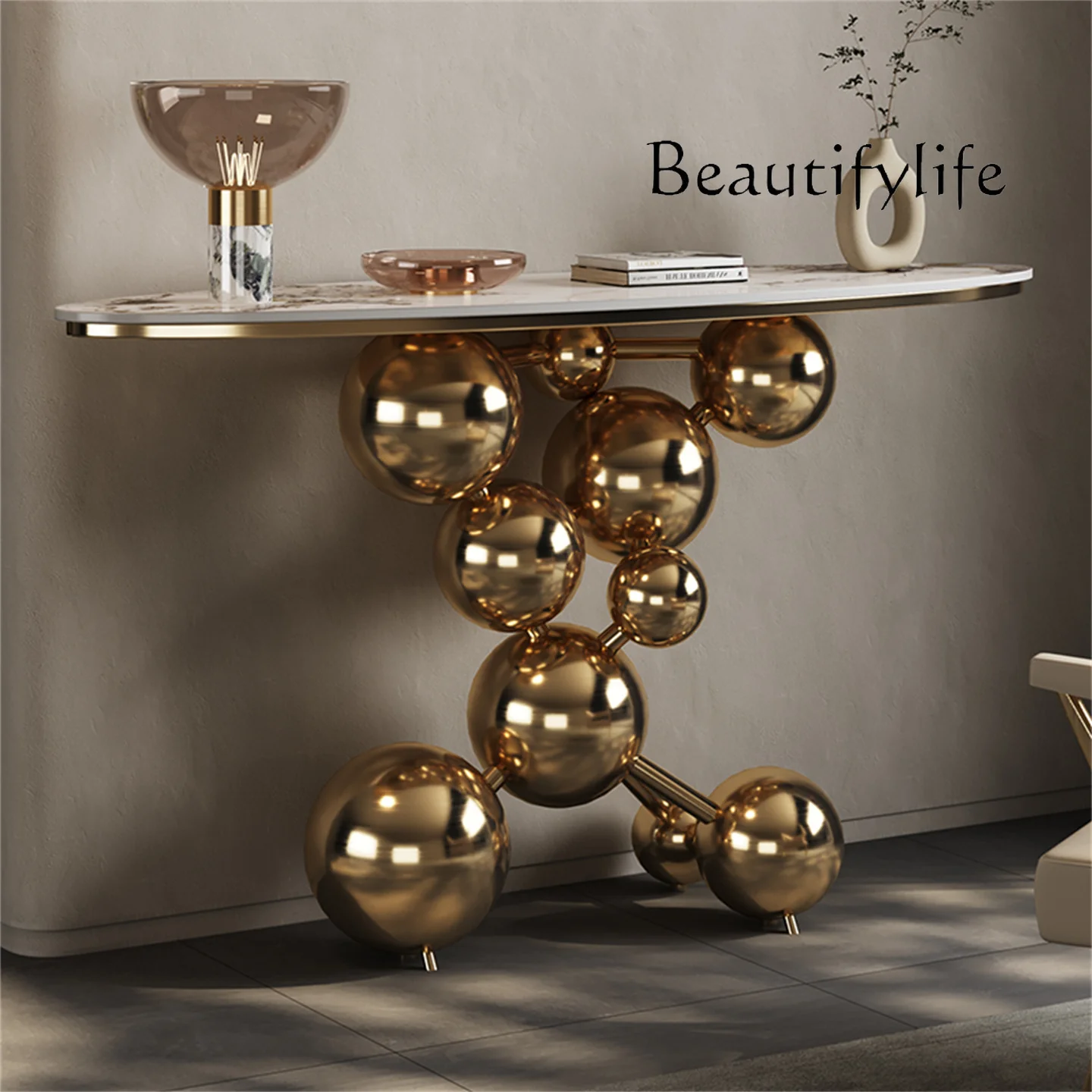 

Hotel light luxury Xuanguantai villa home decoration designer high-end modern simple rock slab end view platform