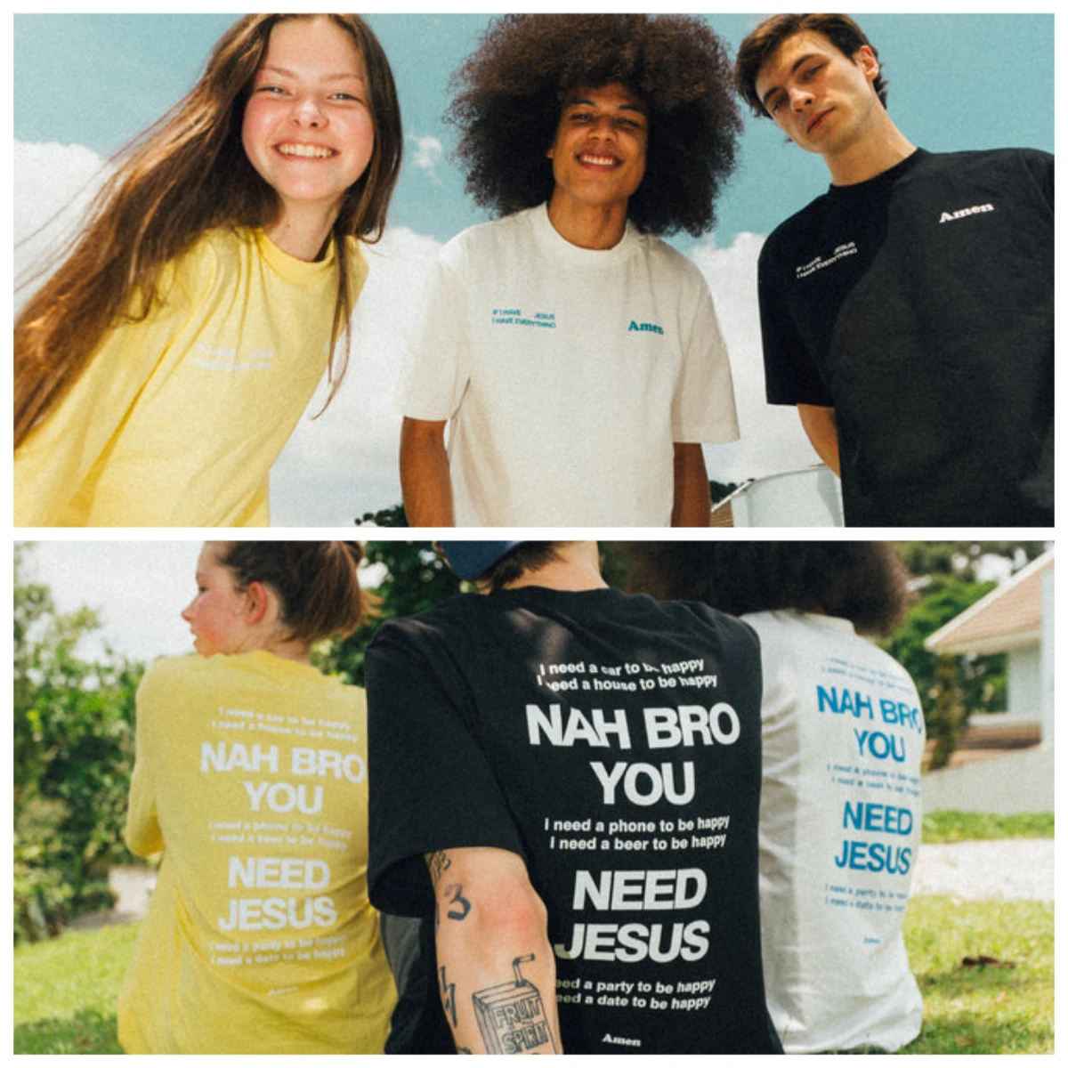 

Amen 2025 Men's Women's T Shirt NAH BRO YOU NEED JESUS Print Cotton Round Neck Short Sleeve Comfortable Casual T shirt