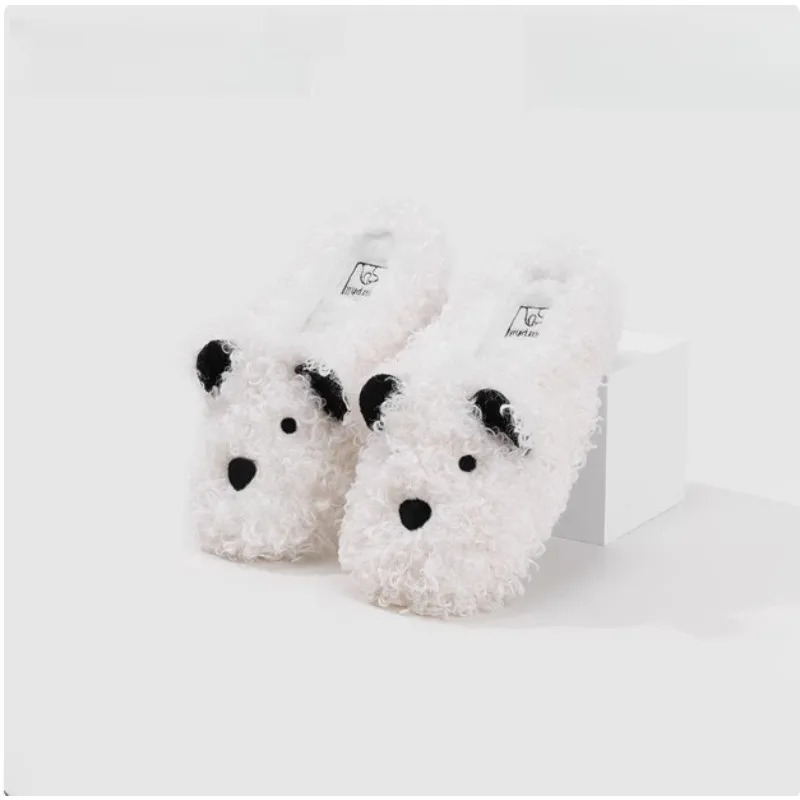 شباشب قطنية نسائية للخريف والشتاء داخلي لطيف جرو غير قابل للانزلاق سميك نعل دافئ للاستخدام المنزلي شباشب تيدي فروي