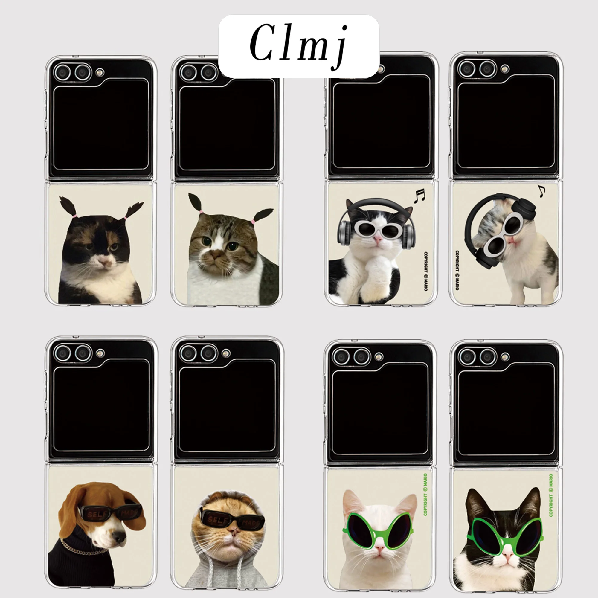 Music Cat Phone Case for Samsung Galaxy Z Flip3 Flip4 Flip5 Flip6 Flip7 Fold7 Fold4 5G Soft TPU Anti-fall Airbag PC Back Cover