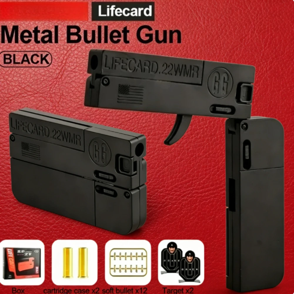 

Новая улучшенная металлическая складная игрушечная пушка Lifecard для детей и взрослых, игрушечный пистолет для взрослых с мягкими пулями, модель для стрельбы из сплава