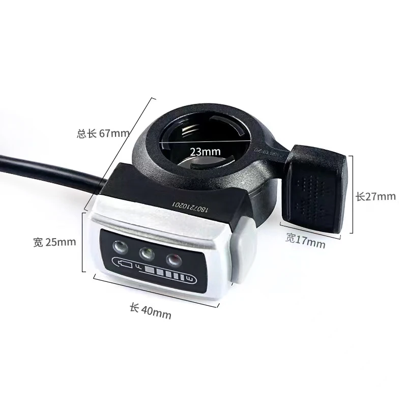 EVFITTING 24V/36V/48V 106DX E-bike Thumb Throttle Gas Handle Accelerator With Battery Indicator