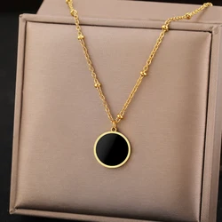 Stainless Steel Necklaces Disc Circle Pendants Choker Luxury Chains Fashion Necklace For Women Jewelry Wedding Party Gifts