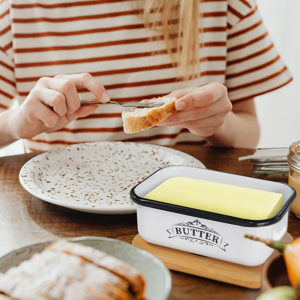 Kitchen Baking Dishes - Tempat Mentega Besi Berlapis Vintage dengan