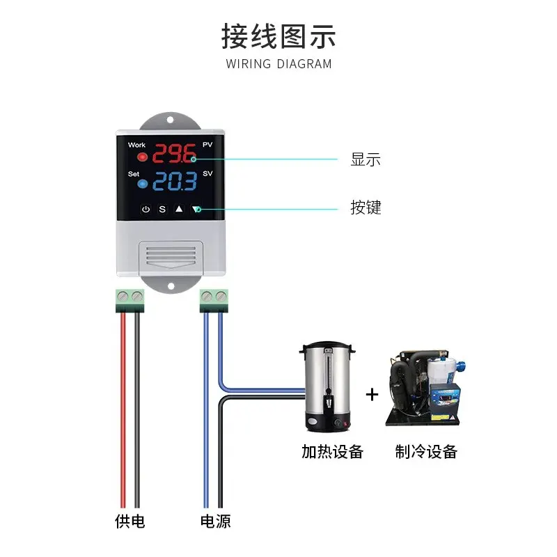 AC110V-220V cyfrowy mikrokomputer Regulator temperatury termostat Regulator ogrzewania chłodniczego przełącznik podwójny wyświetlacz