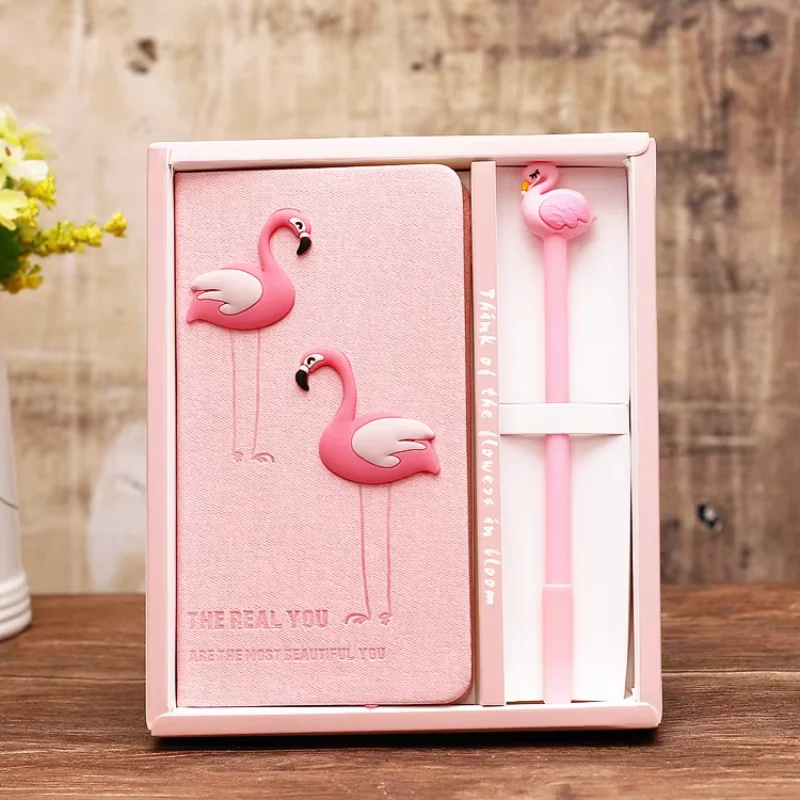 

Pink Girl Notebook Zakka Lovers Flamingo Notebooks Gift Box Set School Supplies Planners Escolar Stationery Sketch