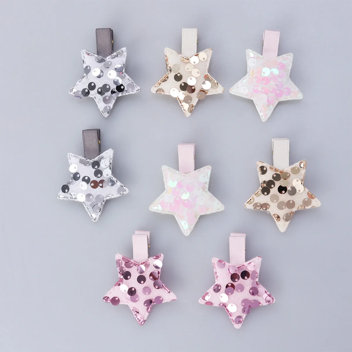 

8pcs Sequin Star Hair Clips for Girls Kids Toddler Fashion Accessories with Glitter Bangs Ponytail Styling Safe Pin