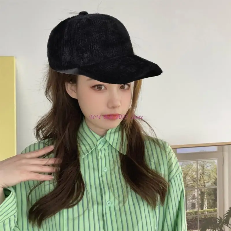 

49ME бейсбольная кепка из искусственного меха для женщин и мужчин, унисекс, теплые плюшевые бейсболки с длинными полями, кепки,