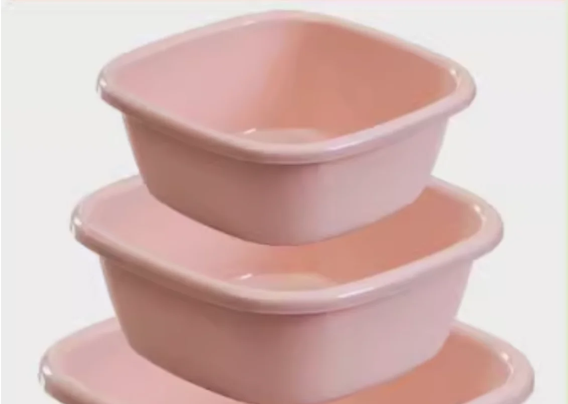 Pink Square Basin for Washing Hair and Feet, Student Basin for Easy Carrying, Newborn Foot Basin