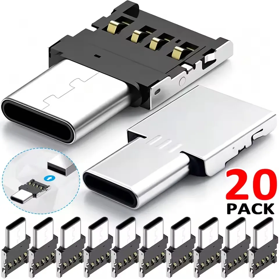 20-1pcs Portable USB C OTG Connector Adapter USB Male To Type-C Data Connector Type C To USB OTG Adapters for Macbook Samsung