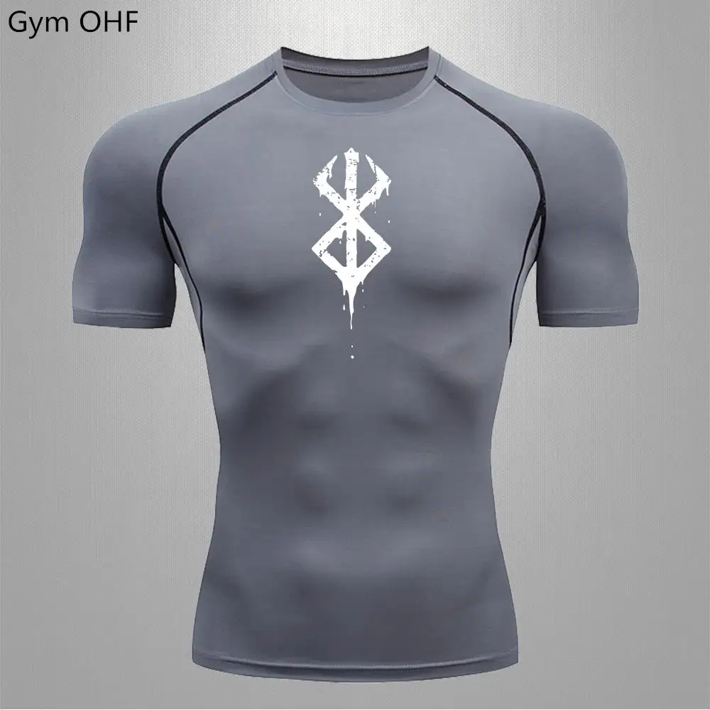 Anime Berserk-Summer Short Sleeve T-Shirt Men Compression Shirt Running Quick Dry Gym Jogging Sports Shirts Rashguard Tops