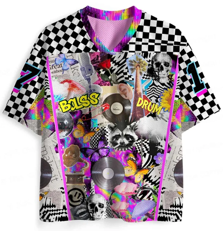 Adult and Children's Subcultural Jerseys, Skull Black Adhesive 3D Printed Sports Style Casual/music Festival T-shirts