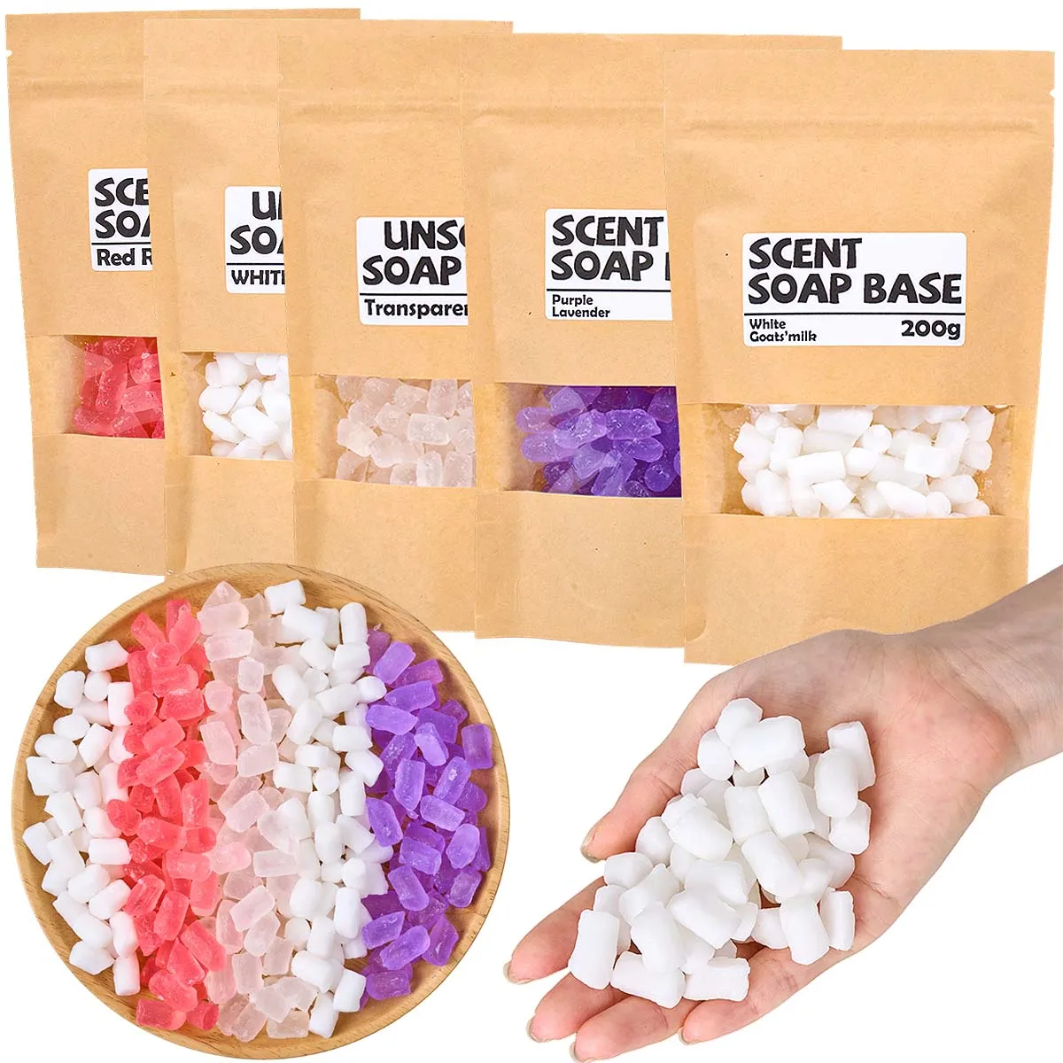 Base de jabón de glicerina de Color, 200g, hecha a mano, rosa, lavanda, leche de cabra, sabor, jabones aromáticos derretidos, baño, mantequilla espumosa, fabricación artesanal