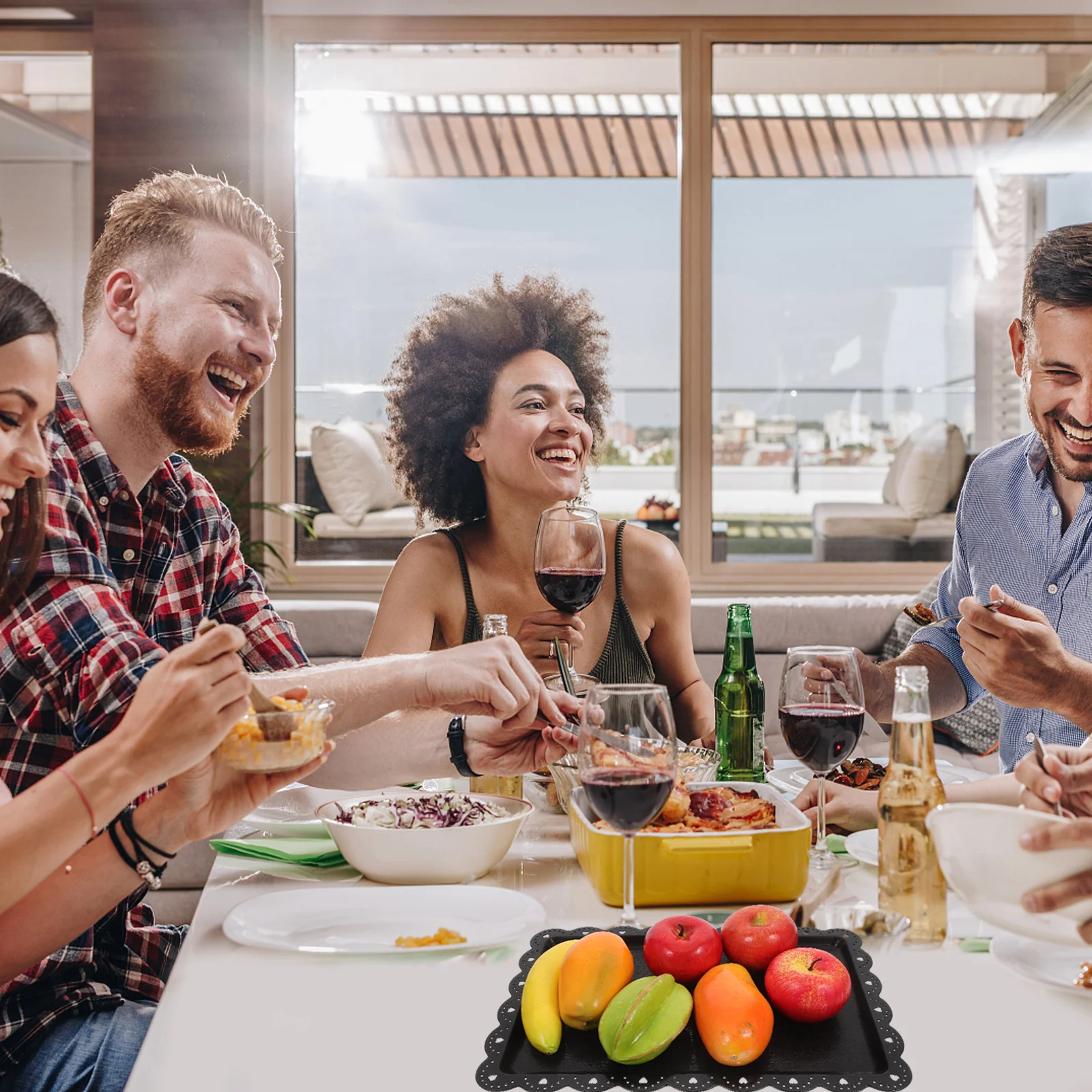 

6 шт. элегантные прямоугольные подносы многоразовые пластиковые многофункциональные сервировочные тарелки для вечеринок, закусок, поднос для еды