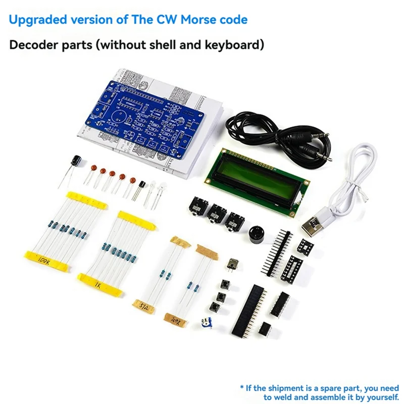 AC56-Upgraded CW Morse Code Decoder DIY Kit With Digital LCD CW Trainer Morse Code Decoder DIY Electronic Component Kit