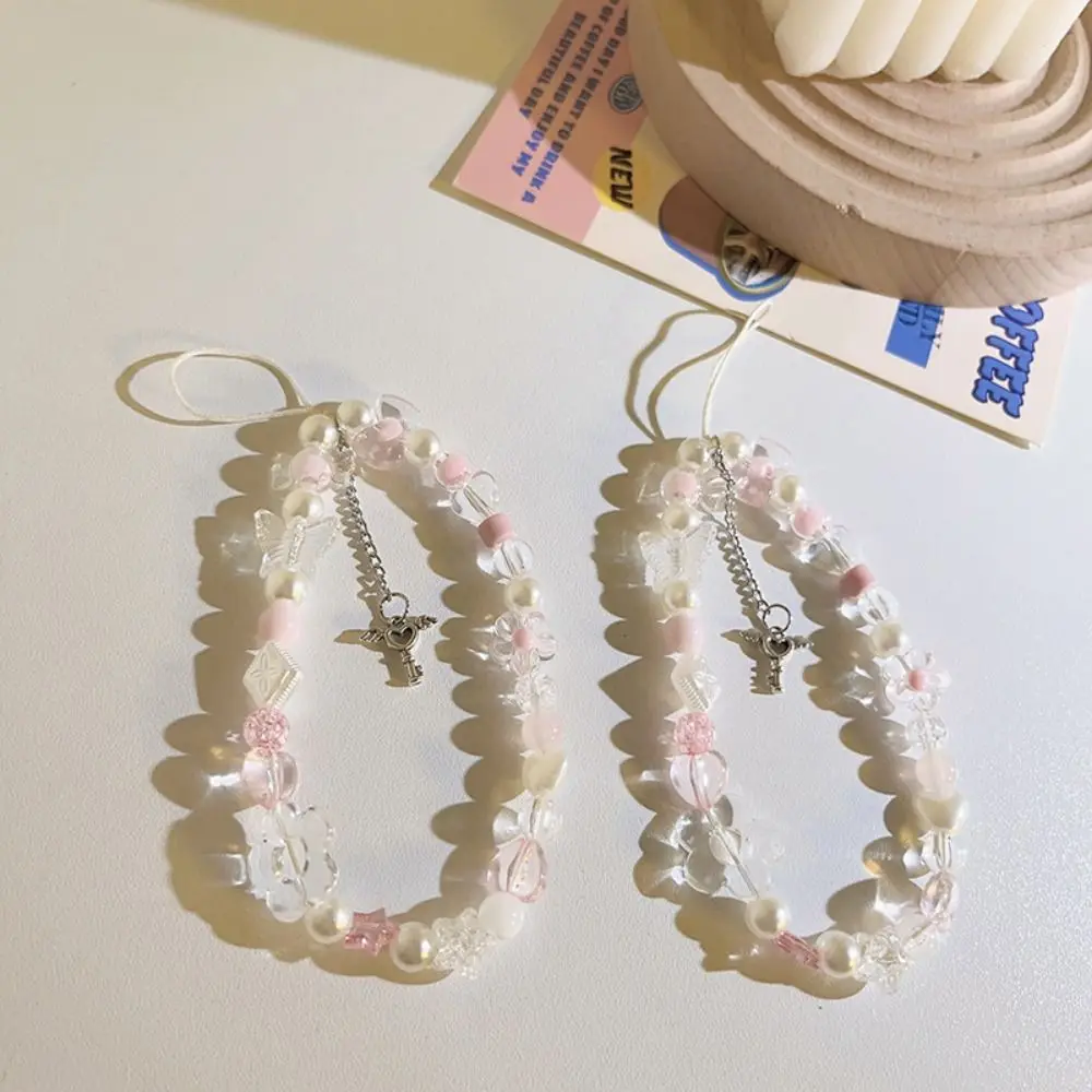 

Hanging Rope Bead Flower Bead Phone Strap Glass Flower Chain Knot Cellphone Lanyard Star Sweet Korean Y2k Phone Strap Jewelry