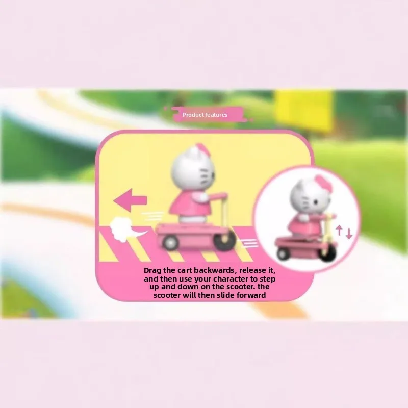 Hello Kitty PVC Anime Model Leuke Scooter Speelgoed Beweegbare Desktop Auto Decor Gift Actiefiguren