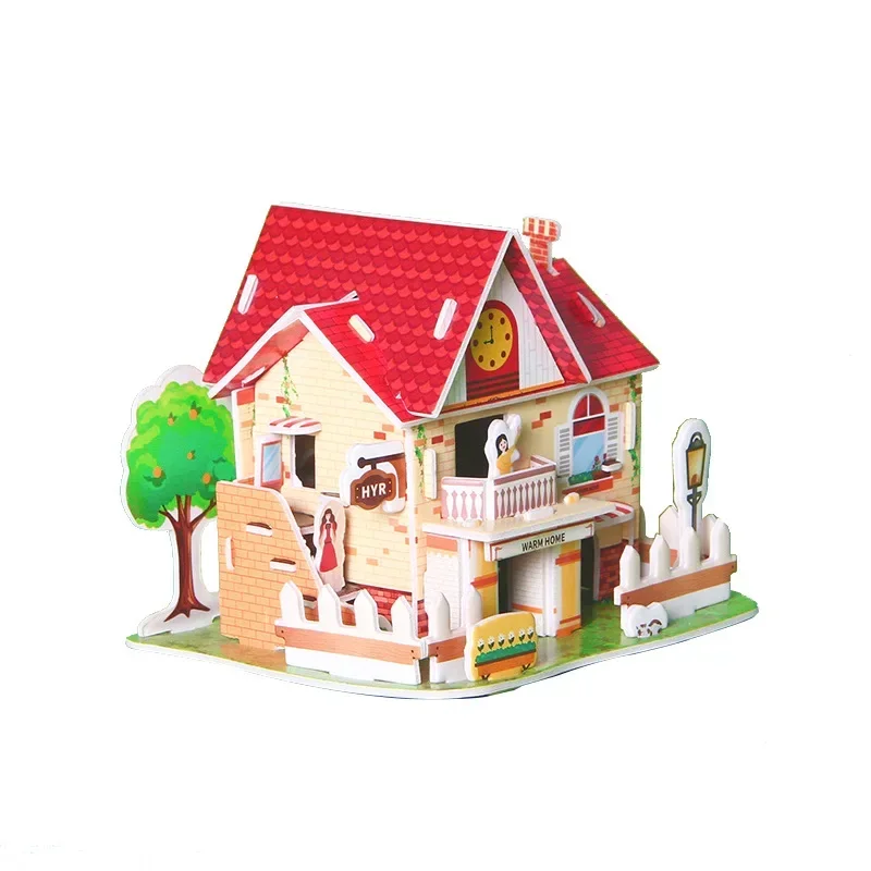 House Three-dimensional Puzzle Paper Children\'s Handmade DIY Model Puzzle Early Education Boys and Girls Toys Educational Toys