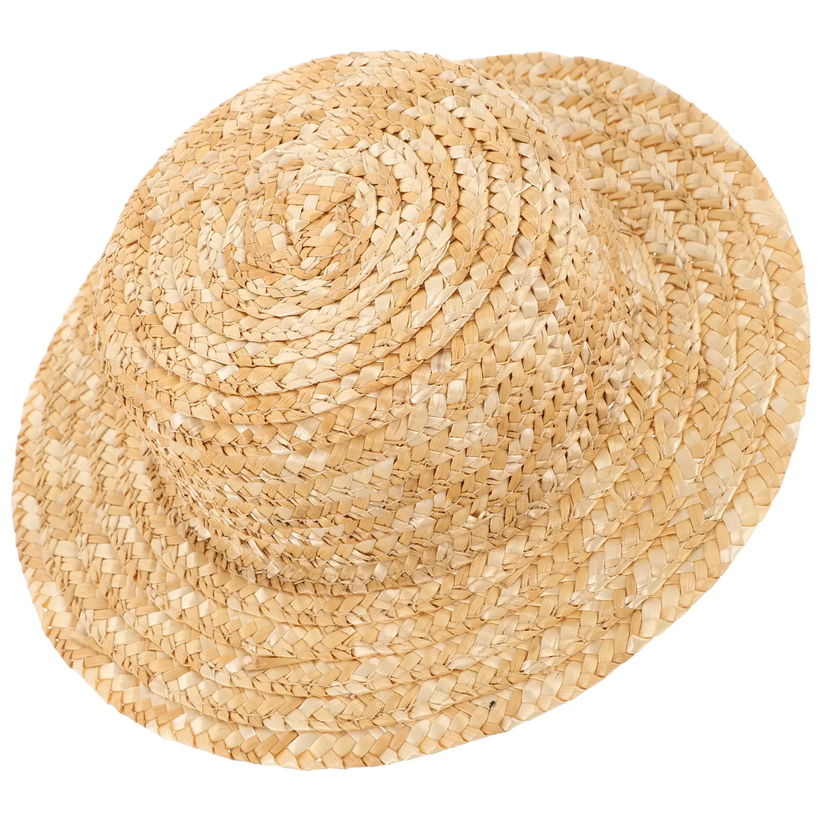 Mini Sombrero de Paja Tejido de 7 cm de Diámetro Interior para Manualidades, Decoración, Accesorios de Fotografía, Adorno de Micropaisaje, Decoración de Mini Casas, Adorable