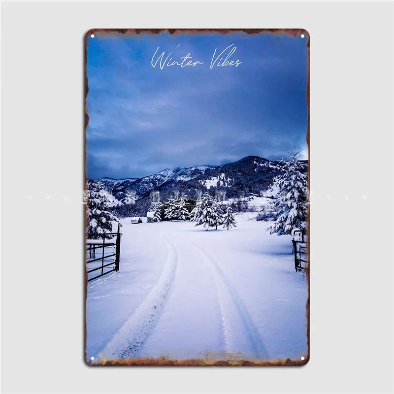 Winter Vibes Metal Sign Pub Living Room Printing Plates Tin Sign Poster