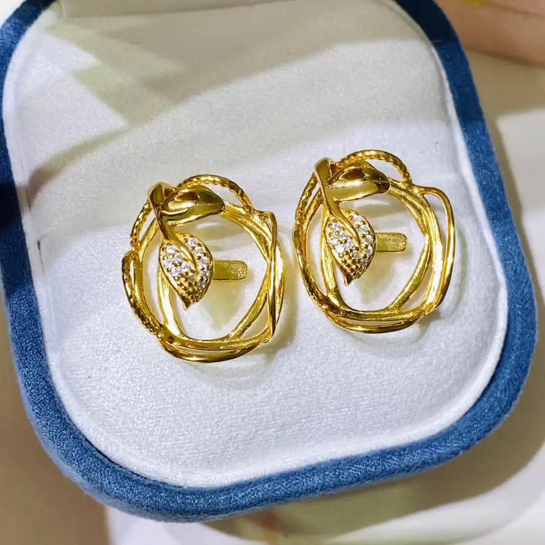 

Wholesale S925 Sterling Silver Earrings Mount Findings Settings Base Mounting Parts Accessory for Baroque Pearls 5 pairs/lot