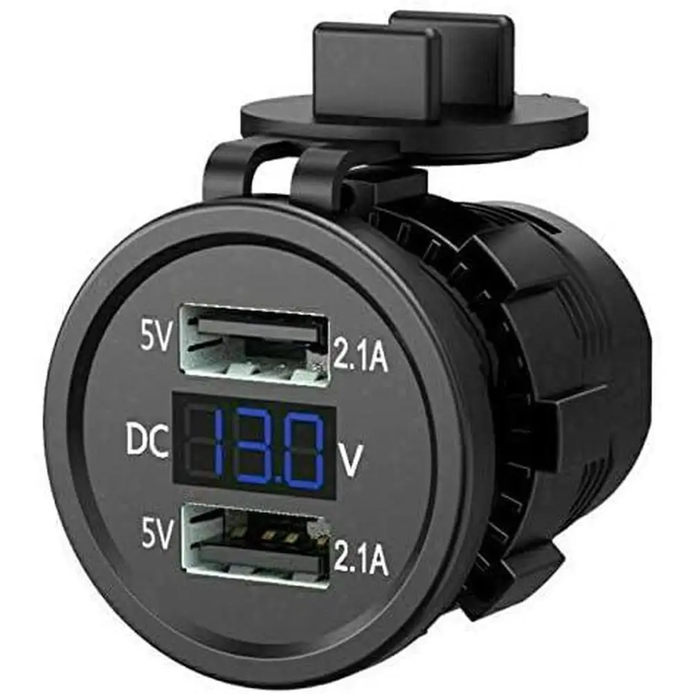 

Dual USB 4.2A LED Voltmeter Car Charger Adapter Socket Waterproof Car Cigarette Lighter For RV Camper Motorbike Boat Van