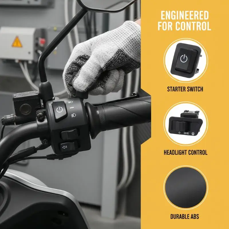 [X] Motorcycle Head Light Horn Dimmer Turn Starter Single Headlight Switch Button For ATV Moped Scooter - view 6