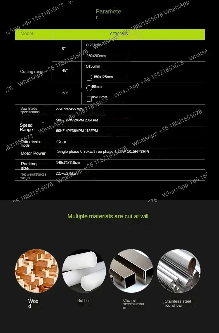 New arrive AY Y Ctbs260g Saw Machine Small Desktop Metal Cutting Machine Horizontal Band Saw Carpentry Sawing Bed
