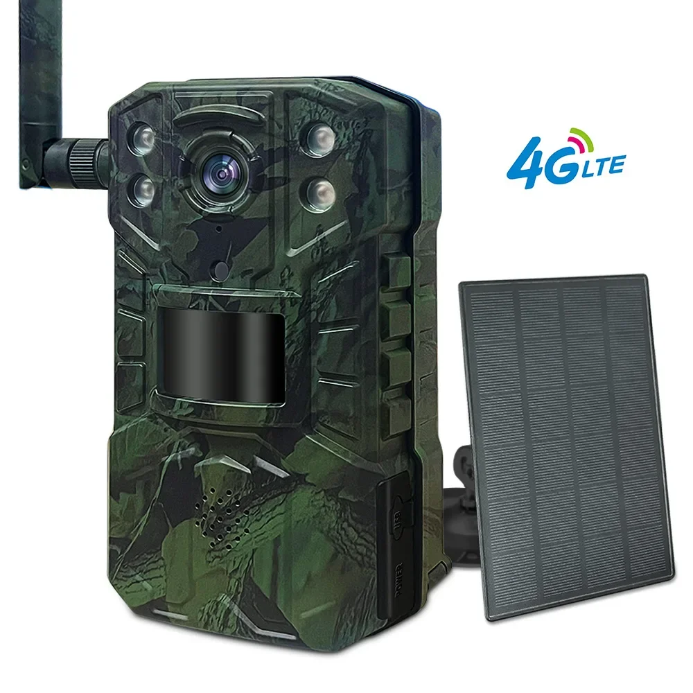 4G LTE Solar Hunting Trail Camera EU Plug 14MP 4g SIM Card 20M PIR Motion Detection Wildlife Camera with 30M Night Vision Device
