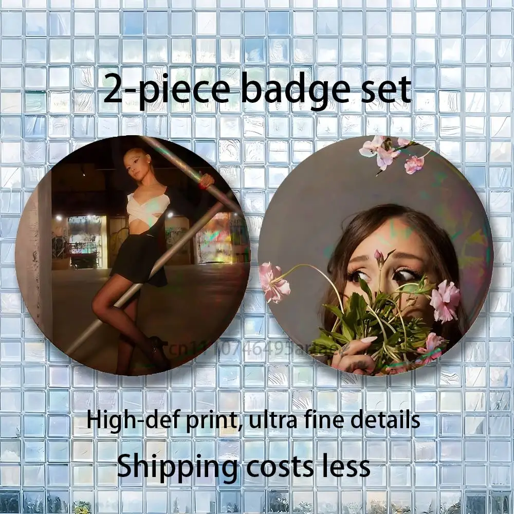 Ariana Singer Grande Yes And Brooches for Backpack Accessories25,32,44,58,75mm Round Enamel Pins 2-piece set Cartoon Anime Badge