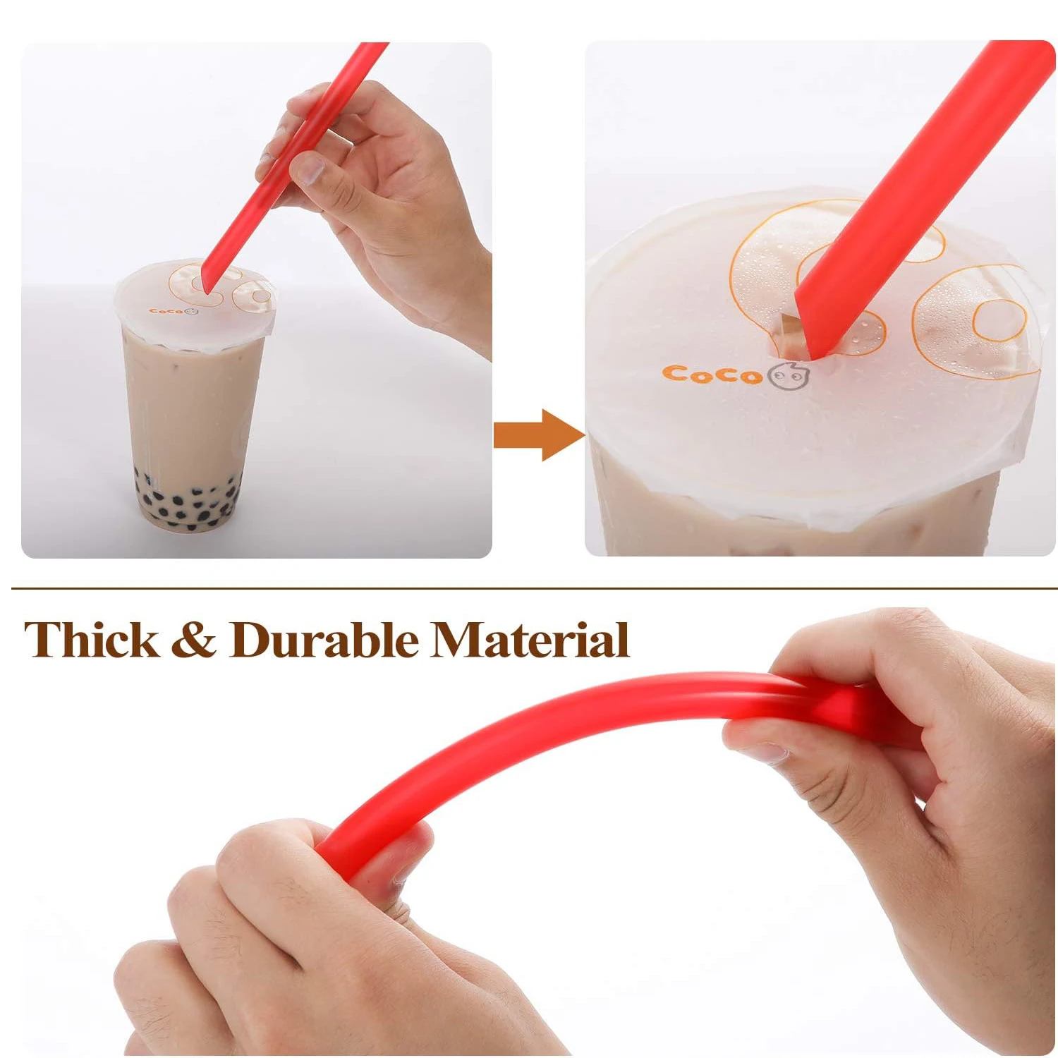 [Angled Tips],8 PCs Reusable Boba Straws and Smoothie Straws, Multi Colors, Jumbo Wide Reusable Straws, BPA Free, Food-Grade