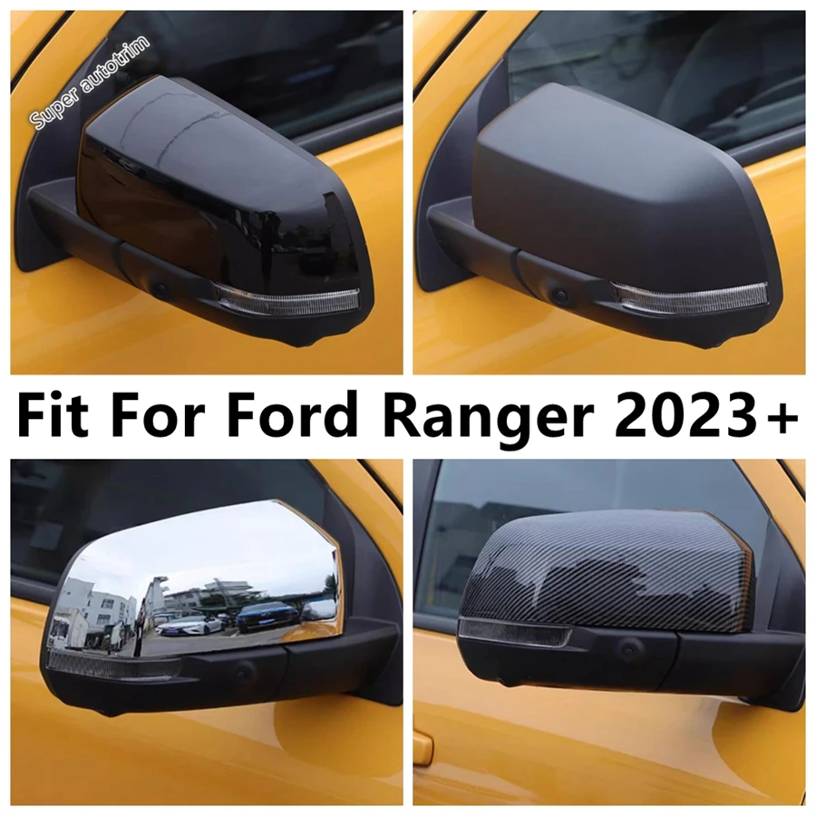 

Car Rearview Mirror Cap Shell Decoration Cover Trim Fit For Ford Ranger 2023 2024 ABS Chrome / Black / Carbon Fiber Accessories