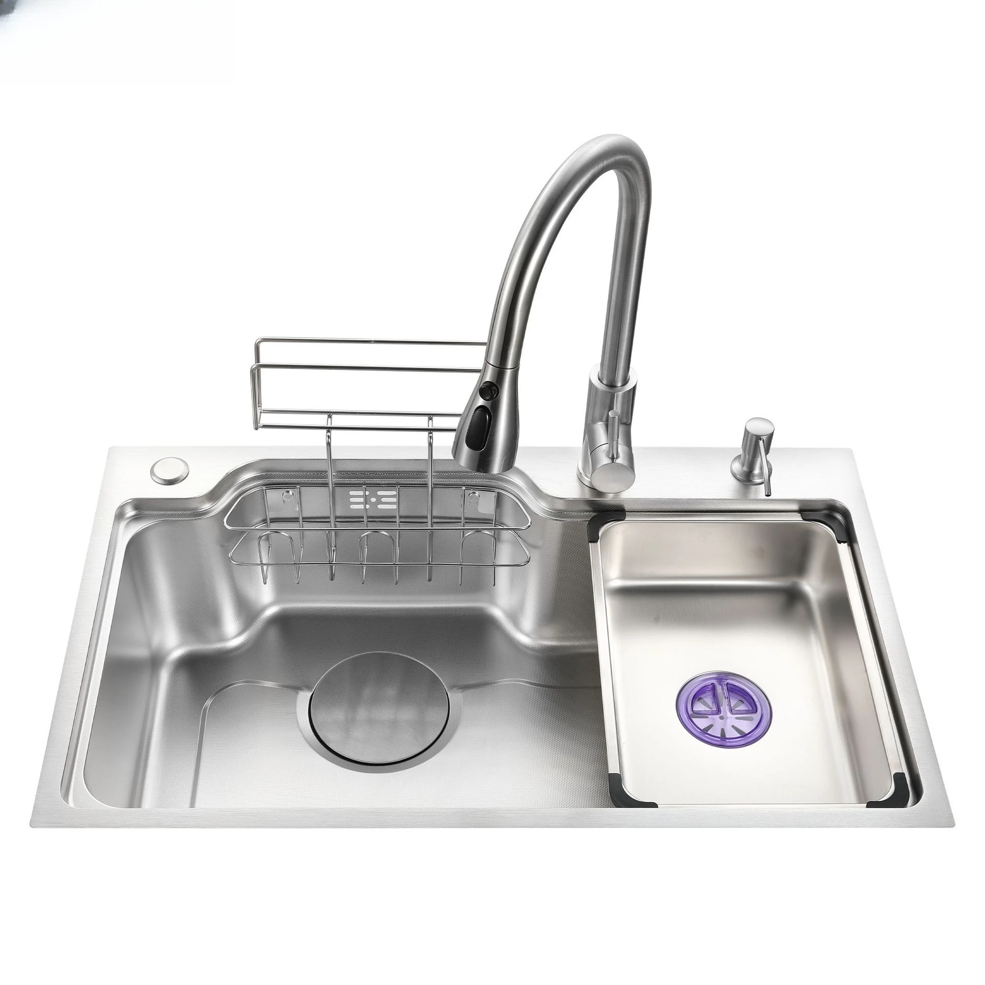 

Multifunctional stainless steel Japanese-style large single basin kitchen household hand-drawn dishwashing sink