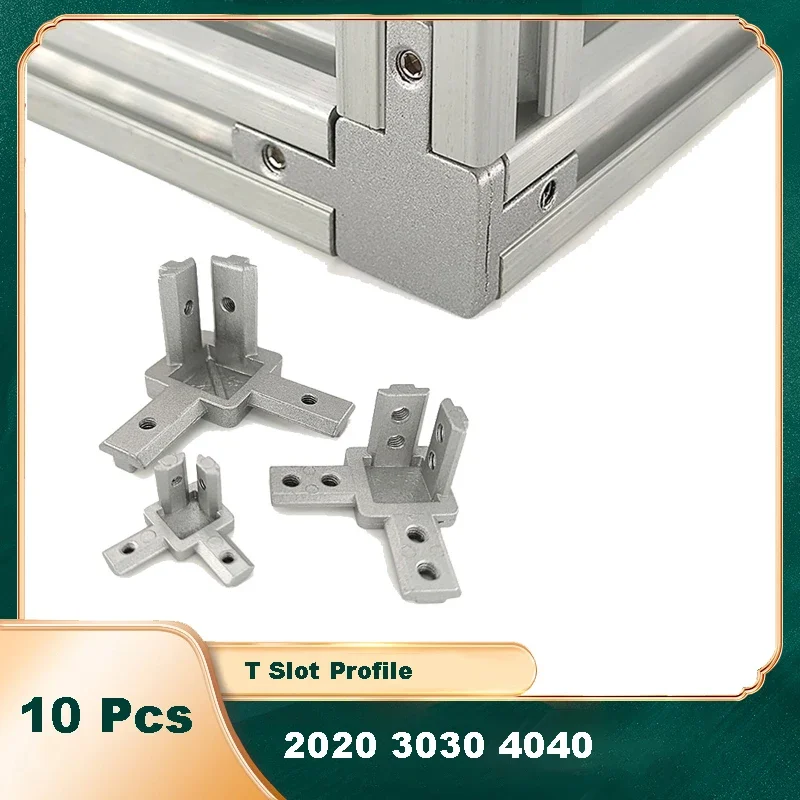10 Pcs 3 Way Corner Bracket Connector EU 2020 3030 4040 With Screws For Standard T Slot Aluminum Extrusion Profile 2020 3030 view 2
