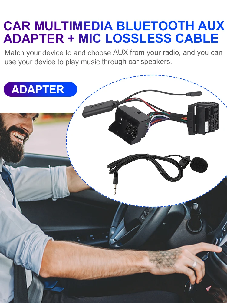 Aux Adapter Harness Wire Bluetooth-compatible Car Stereo Audio Harness Cable Wiring Harness Connector for VW Passat Jetta Touran